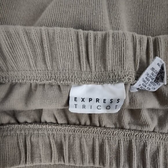 Express Cotton Blend Tricot Tan Sweater (Size Large) & Skirt (Size Medium) Set - Picture 14 of 16